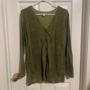 Isaac Mizrahi Green Button-Up Cardigan